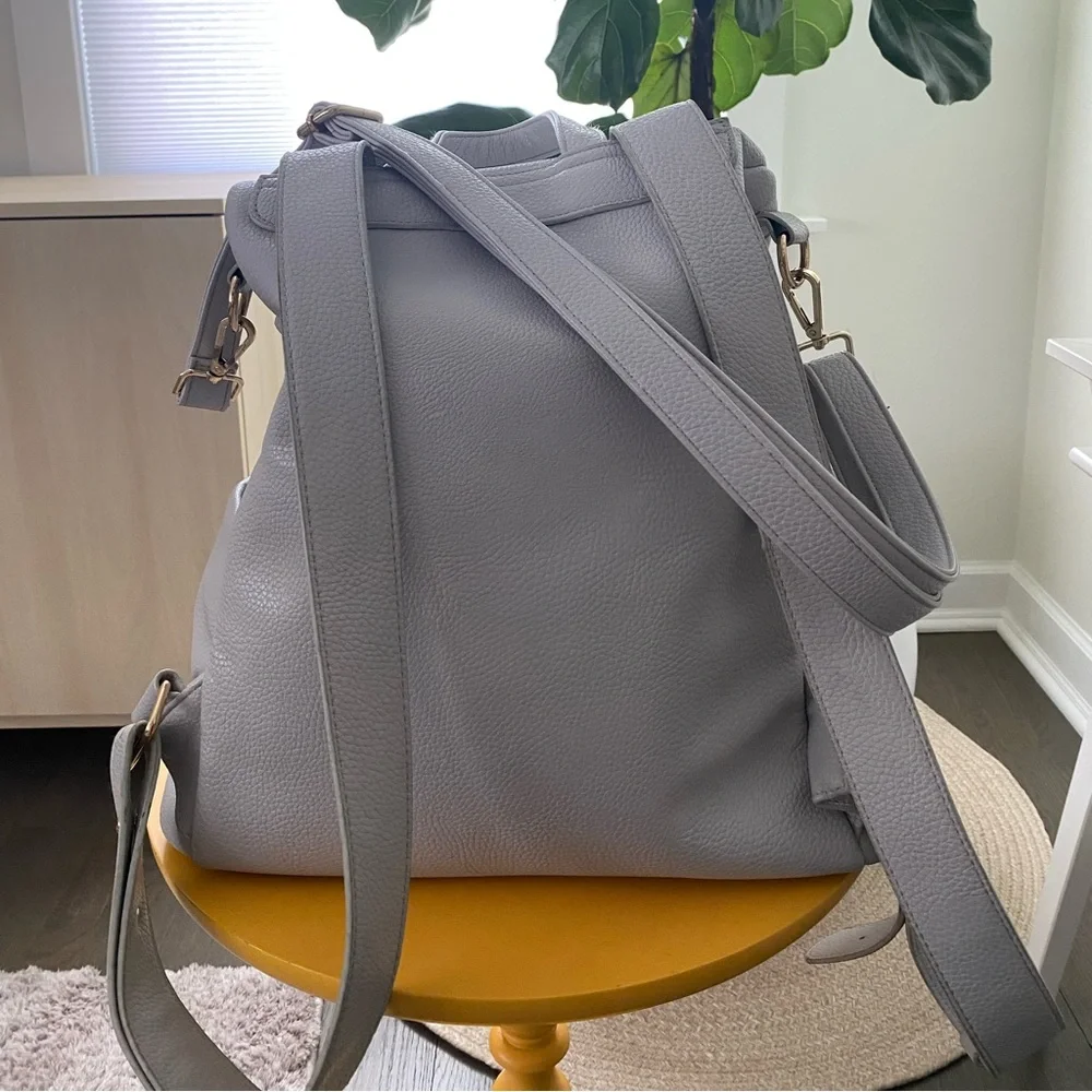Light Gray Quilted Baby Bag Backpack